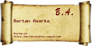Bertan Avarka névjegykártya
